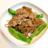 牛バラ肉とししとうと糸コンの炒め煮♪夏バテ防止に